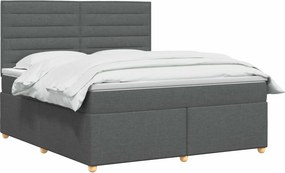 vidaXL Κρεβάτι box spring με στρώμα Σκούρο Γκρι 140 x 190 cm Ύφασμα