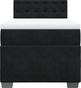 vidaXL Κρεβάτι Boxspring με Στρώμα Μαύρο 90x200 εκ. Βελούδινο