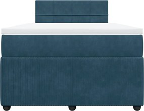 vidaXL Κρεβάτι Boxspring με Στρώμα Μπλε 120x200 εκ. Βελούδινο