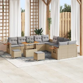 vidaXL Σετ Καναπέ Κήπου 13 pcs Μπεζ συνθετικό ρατάν