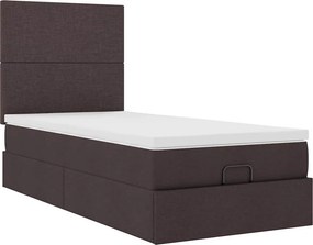 vidaXL Οθωμανικό κρεβάτι με στρώμα σκούρο καφέ 90x190cm ύφασμα