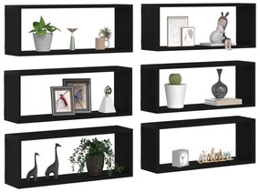 vidaXL Ράφια 6 τμχ Μαύρη Δρυς 60x15x23 εκ Κατασκευασμένο Ξύλο