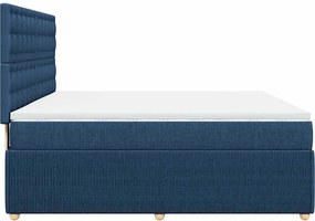 vidaXL Κρεβάτι Boxspring με Στρώμα Μπλε 180x200 εκ. Υφασμάτινο