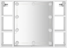 vidaXL Έπιπλο Καθρέπτη με LED Λευκό 76 x 15 x 55 εκ.