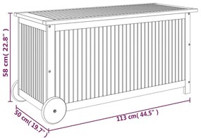 Μπαούλο Αποθήκευσης Κήπου με Ρόδες 113x50x58 εκ. Μασίφ Ακακία - Καφέ