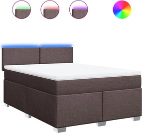 vidaXL Κρεβάτι Boxspring με Στρώμα Σκούρο Καφέ 140x200 εκ Υφασμάτινο