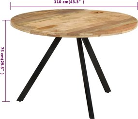vidaXL Τραπεζαρία 110 x 75 εκ. από Μασίφ Ξύλο Μάνγκο