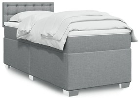 Κρεβάτι Boxspring με Στρώμα Ανοιχτό Γκρι 80x200 εκ. Υφασμάτινο