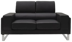 2 seater sofa Shea in black pu-inox 158x80x87cm 158x80x87 εκ.