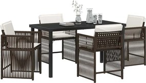 vidaXL Σέτ φαγητού για κήπο 5 pcs Καφέ συνθετικό ρατάν