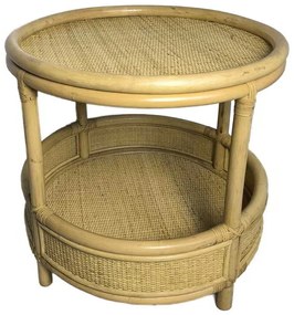 Βοηθητικό τραπέζι Moody pakoworld pe rattan σε φυσική απόχρωση Φ55x51εκ