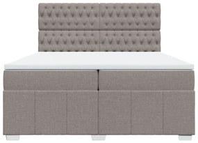 Κρεβάτι Boxspring με Στρώμα Taupe 200x200 εκ. Υφασμάτινο - Μπεζ-Γκρι