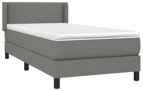 Κρεβάτι Boxspring με Στρώμα Σκούρο Γκρι 100x200 εκ. Υφασμάτινο - Γκρι