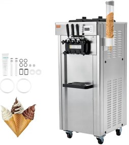 VEVOR Commercial Soft Serve Ice Cream Machine Maker 21-31 L/H Yield 3-Flavor