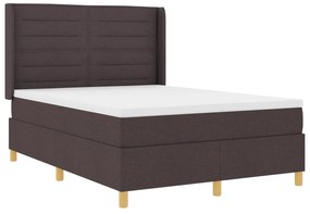 vidaXL κρεβάτι Box Spring με στρώμα  Σκούρο καφέ 140x190 εκ. Υφασμάτινο