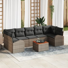 vidaXL Σετ Καναπέ Κήπου 8 pcs Γκρι Μεγάλο Ράφτι, Πολυεστέρας, Ξύλο