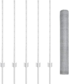 vidaXL Εξωτερική εξάγωνη περίφραξη με στήλη 10 x 1 m Ασημί Δίχτυ