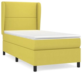 Κρεβάτι Boxspring με Στρώμα Πράσινο 100 x 200 εκ. Υφασμάτινο - Πράσινο