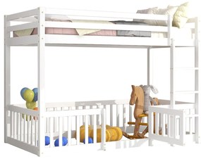 Κουκέτα παιδική PLAYKID με Παρκάκι Ξύλο Πεύκου Λευκό 190x90 εκ. 208x151.5x150 εκ.