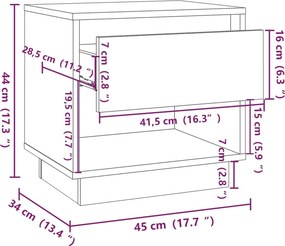vidaXL Κομοδίνο Λευκό 45 x 34 x 44 εκ. από Μοριοσανίδα