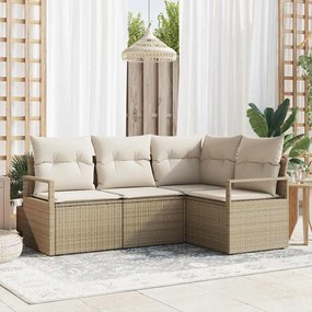 vidaXL Σετ Καναπέ Κήπου 4 pcs Μπεζ Πολυ ράταν