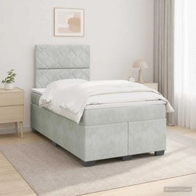 vidaXL Κρεβάτι box spring με στρώμα Ανοιχτό γκρι 120 x 200 cm Βελούδο