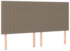 Κρεβάτι Boxspring με Στρώμα &amp; LED Taupe 160x200 εκ. Υφασμάτινο - Μπεζ-Γκρι