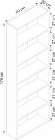 Βιβλιοθήκη Λευκό ALOSA 60x20x176