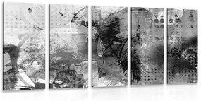Εικόνα 5 τμημάτων μοντέρνα ζωγραφική μέσων σε ασπρόμαυρο - 100x50