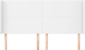 vidaXL Κεφαλάρι με Πτερύγια Λευκό 203x23x118/128 εκ. Συνθ. Δέρμα