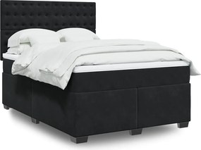 vidaXL Κρεβάτι Boxspring με Στρώμα Μαύρο 160x200 εκ. Βελούδινο