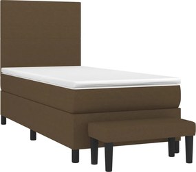 vidaXL Κρεβάτι Boxspring με Στρώμα Σκούρο Καφέ 100x200 εκ. Υφασμάτινο