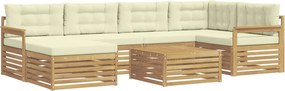 vidaXL Σειρά Καναπέ Εξωτερικού με μαξιλάρι 7 pcs Λευκό και Κρεμ
