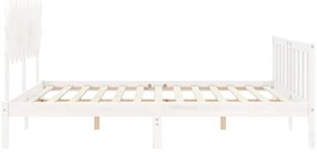 vidaXL Πλαίσιο Κρεβατιού με Κεφαλάρι Λευκό Μασίφ Ξύλο Super King