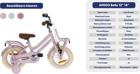 Bella 14 Inch 24 cm Girls Coaster Brake Pink