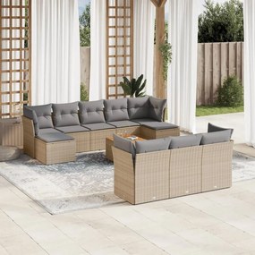 vidaXL Patio Sofa Set 10-θέσια Μίξη μπεζ και ανοιχτό γκρι