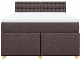 Κρεβάτι Boxspring με Στρώμα Σκούρο Καφέ 140x190 εκ. Υφασμάτινο - Καφέ