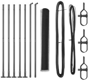 vidaXL Στύλος Περιφράξεων Γκρι 10 x 1 m (25 mm δίκτυο) Χάλυβας και PVC