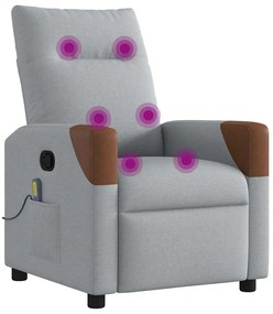 vidaXL Πολυθρόνα Μασάζ Ανακλινόμενη Ανοιχτό Γκρι Υφασμάτινη