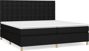 vidaXL Κρεβάτι Boxspring με Στρώμα Μαύρο 200x200 εκ. Υφασμάτινο