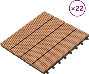 vidaXL Πλάκα Κατασκευής 22 pcs Καφέ 30 x 30 cm WPC