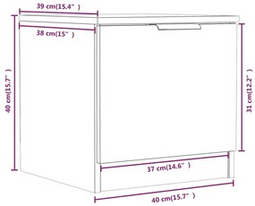 Κομοδίνα 2 τεμ. Λευκά 40 x 39 x 40 εκ. - Λευκό