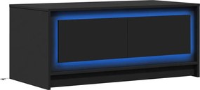 vidaXL Τραπεζάκι Σαλονιού με LED Φώτα Μαύρο από Επεξ. Ξύλο