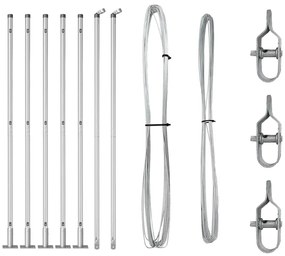 vidaXL Πό posts φράχτη 7 pcs Ασημί Ø32mm 150 εκ Γαλβανισμένος χάλυβας
