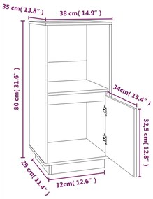 Ντουλάπι Λευκό 38 x 35 x 80 εκ. από Μασίφ Ξύλο Πεύκου - Λευκό