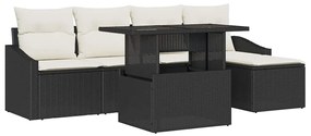 vidaXL Σετ Καναπέ Κήπου με μαξιλάρι 6 pcs Μαύρο και κρεμ