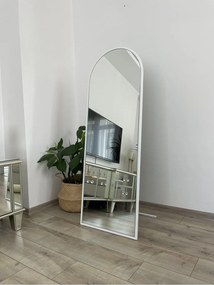Stewehome Μεταλλικός οβάλ καθρέφτης δαπέδου με λευκό πλαίσιο Λευκό 140x50 cm