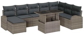 vidaXL Σετ Καναπέ Κήπου με αποθήκευση 9 pcs Γκρι Πολυ ράταν