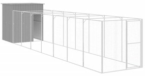 vidaXL Σπιτάκι Σκύλου με Αυλή Αν. Γκρι 165x863x181 εκ. Γαλβαν. Χάλυβας