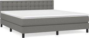 vidaXL Κρεβάτι Boxspring με Στρώμα Σκούρο Γκρι 160x200 εκ Υφασμάτινο